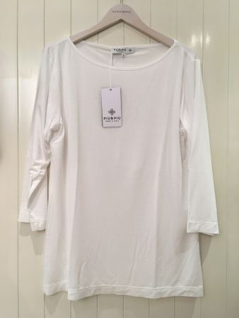Piu & Piu Basic 3/4 Arm Shirt Viscose Jersey weiss Gr VI