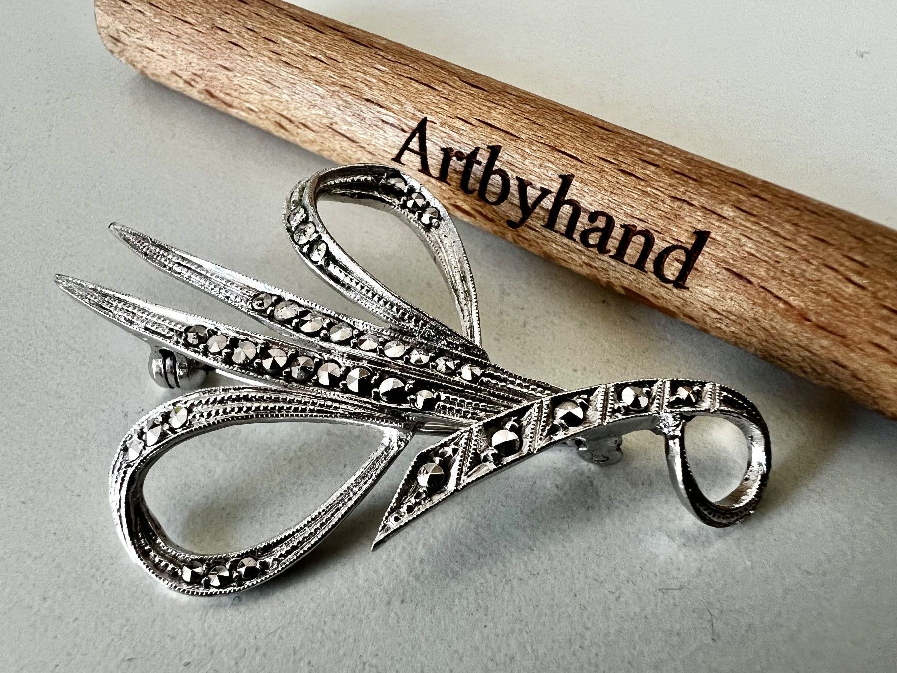Spille & Fermagli: Antike Brosche Silber 800 mit Markasiten - Art Deco - 5.5cm – Usato da Ruswil venduto da artbyhand 3