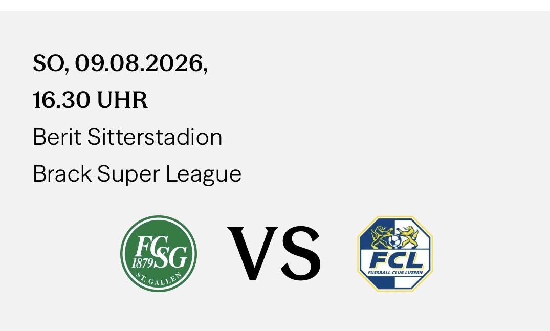 Biglietti: FCSG- Luzern 9.8.26. 16.30 Uhr, B2 – Nuovo (secondo la descrizione) da Teufen AR venduto da 123katrint
