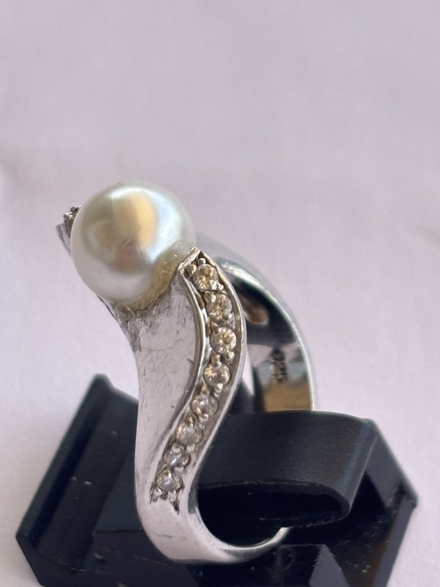 Anelli: Ring Perle mit Zirkonia Silber 925  – Usato da Langnau am Albis venduto da flusspflege