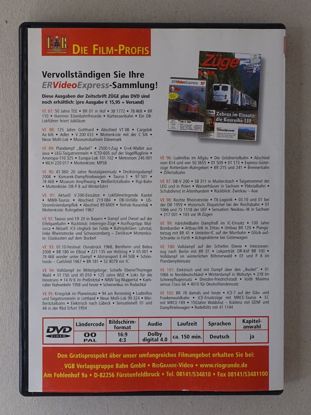 Tutti i DVDs: ER Video Express 103 - Das grosse Jubiläums-Spektakel – Usato da Sessa venduto da fraenklishop 1