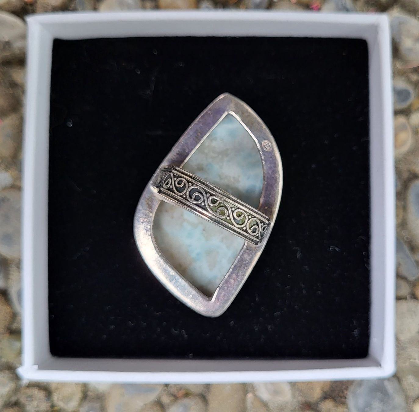 Anelli: Une bague avec une pierre rare Larimar – Nuovo e nell'imballaggio originale da Fribourg venduto da VictoriaShop7 3