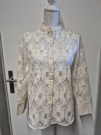 NÜ Denmark elegante Bluse Gr.S, beige, Stickerei