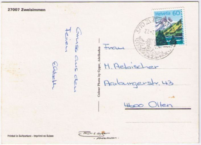 Cartoline postali: Zweisimmen – Usato da Binningen venduto da Mountainrider 1