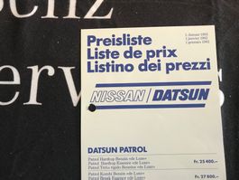 Datsun Patrol Preisliste