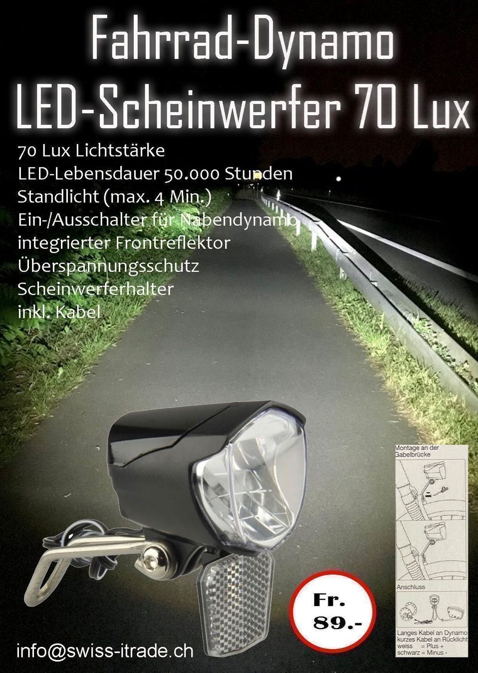Pezzi di ricambio: Fahrrad-Dynamo-LED- 70 Lux – Nuovo e nell'imballaggio originale da Kloten venduto da Itrade 1