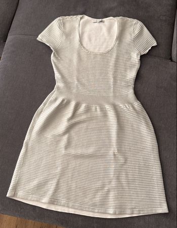 Strickkleid Sandro gerippt weiss/silber kurz guter Zustand