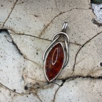 Vintage Anhänger, Silber mit Bernstein