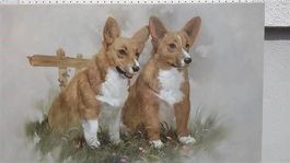 Busdee "zwei Hunde" Original Oelgemälde