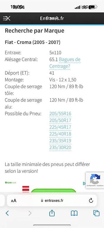 Pneumatici & Ruote complete: 4 roues Fiat chroma  5x110 – Usato da Veyrier venduto da Chessmann_Douane1255 3