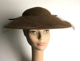 Vintage Hut, braun mit Schleier, 40er/50er J, Filz,