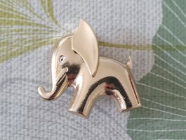 Brosche mit Elefant golden