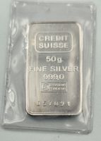 Silberbarren 50 g Crédit Suisse silver 999.0 numéroté 