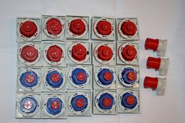 CEE Einbau-Dosen und Stecker 16A 230/400V, 10 Stk blau