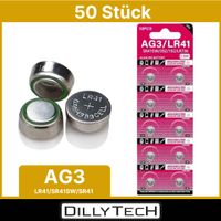 DTecH AG3, LR41, 392 Knopfzellenbatterie - 50 Stk.