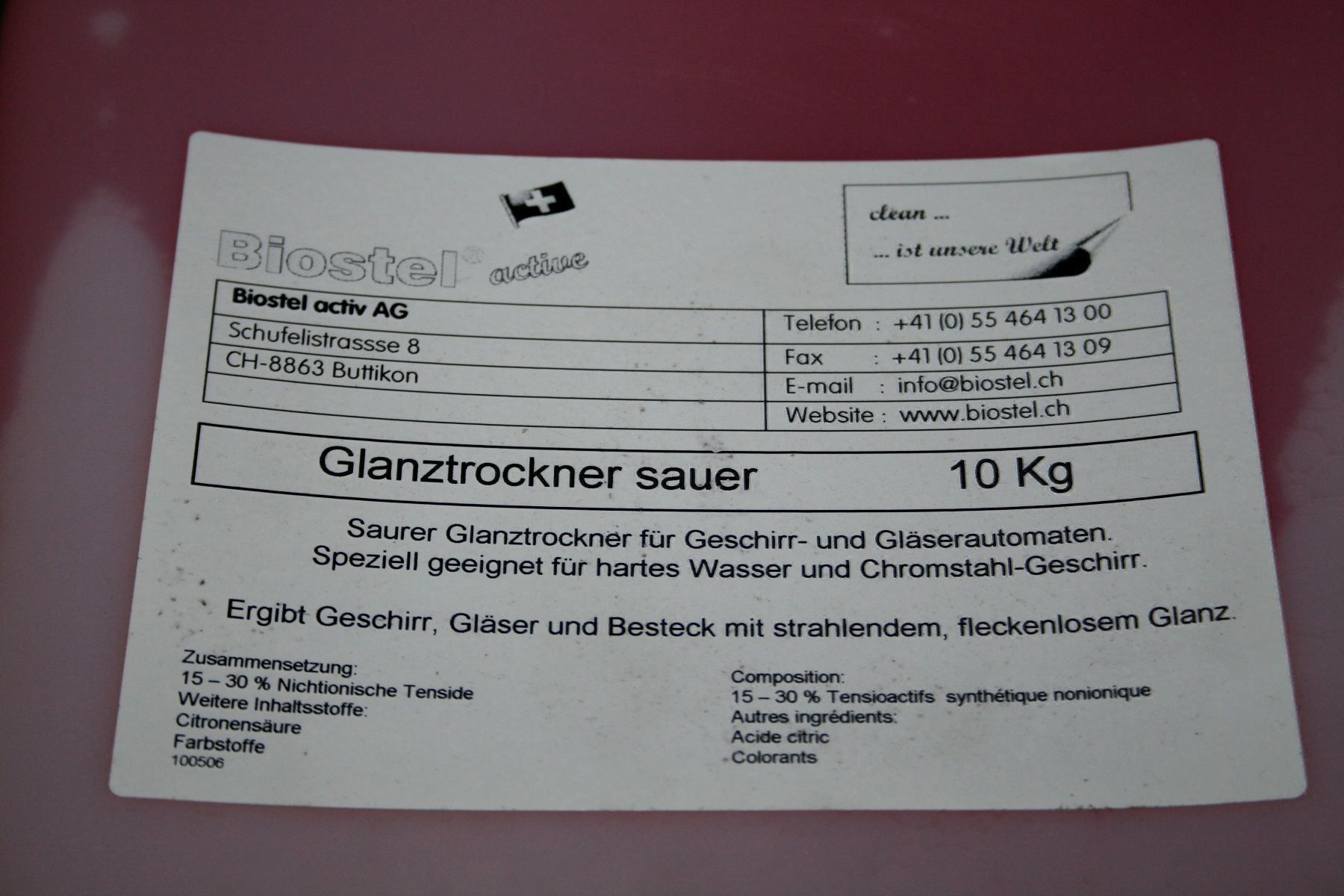 Sonstiges Fahrzeugzubehör: 10kg Biostel Glanztrockner sauer – Neu und originalverpackt aus Schaffhausen von Spezialist 1