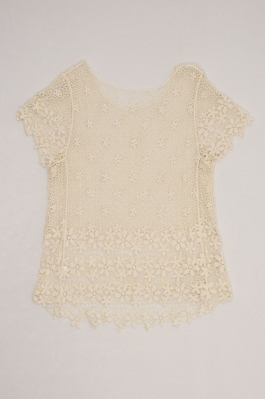 Top: Blouse Crochet Écru Manches Courtes T. L – Usato da Fribourg venduto da re-fine 3