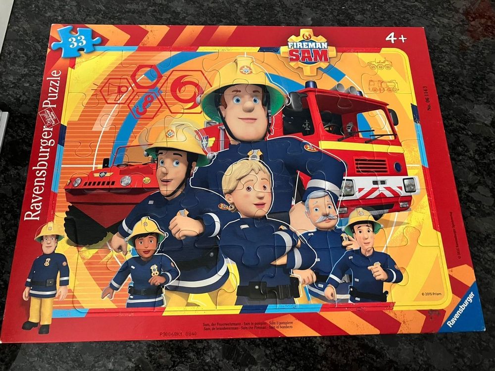 Ravensburger Brandweerman Sam – Raampuzzel 33 Delen – Voor Puzzelaars Vanaf 4 Jaar – Inclusief Onderlegger