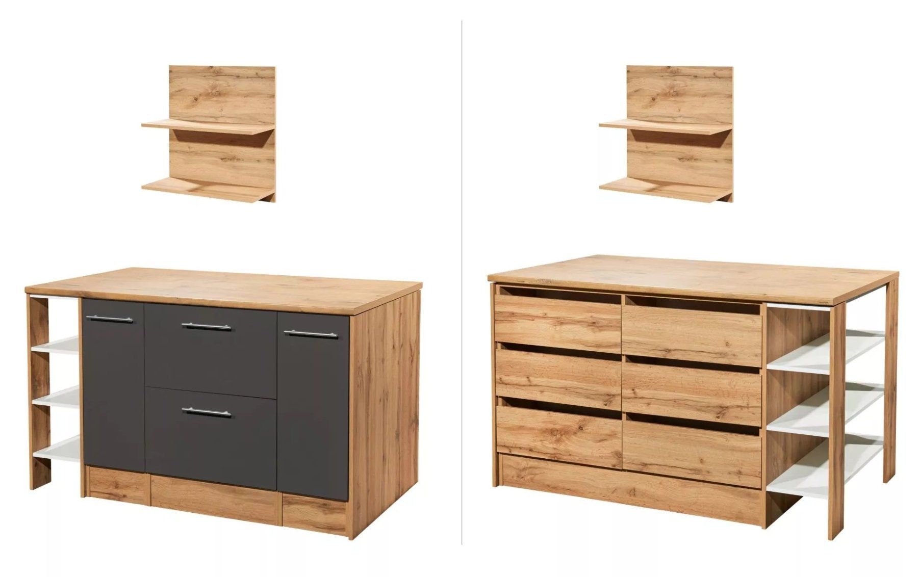 Cucine complete: 923 - Kücheninsel Hilde 150cm mit Hängeregal Grau – Nuovo e nell'imballaggio originale da Wallenwil venduto da toesstalvertrieb 5