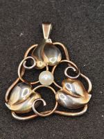 Vintage 800er Silber vergoldete Anhänger mit Kunst Perle Top
