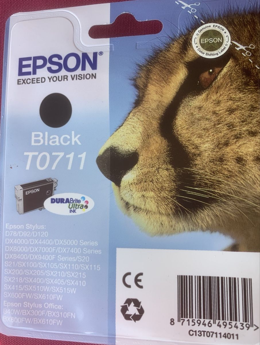 Epson Cartucce per stampanti & toner: Epson T0711 Black Tintenpatrone neu – Nuovo e nell'imballaggio originale da Zürich venduto da bopeja