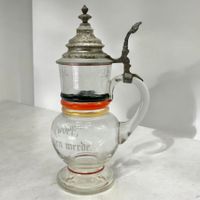 Chope à bière ancienne allemande en verre et étain 0,5l