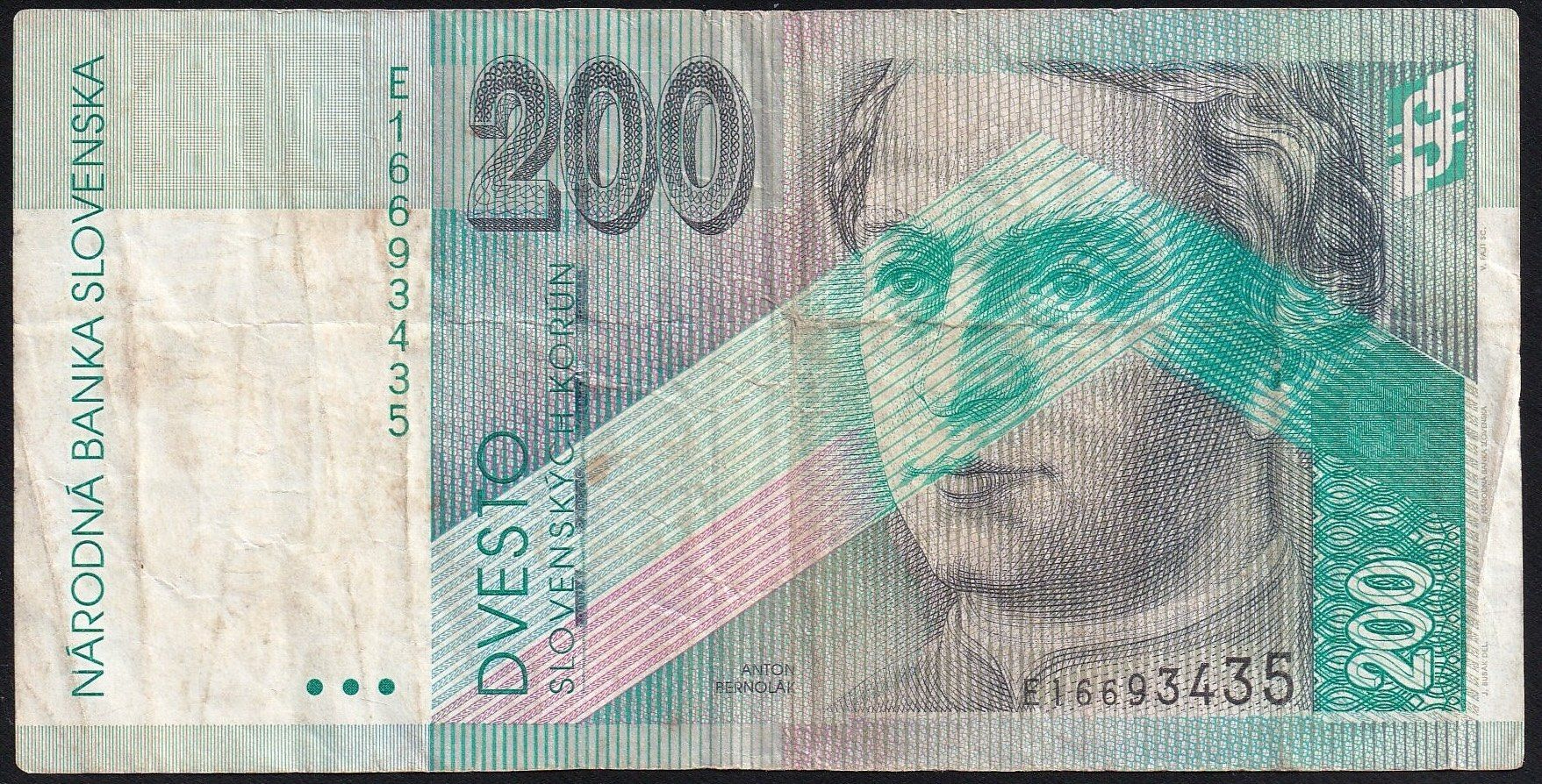 Banknoten: Slowakei 200 Korun 1995 – Gebraucht aus Brugg AG von banknoten_muesli