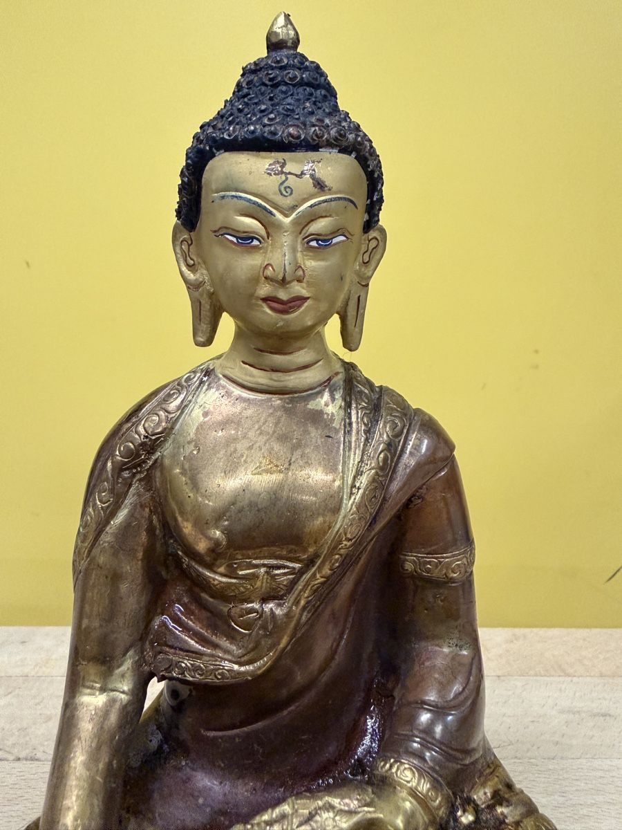 Statuette: Buddha Figur Messing Sitzend mit Sockel antik – Usato da Strengelbach venduto da RaenAntikDesign 2