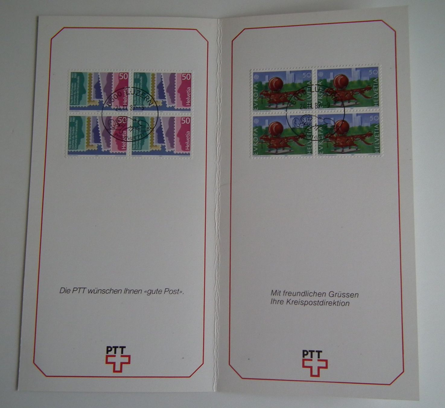 Alle Briefmarken: Kreispostdirektion Luzern  Besucher Folder 1987 – Gebraucht aus Kriens von WULLU99 1