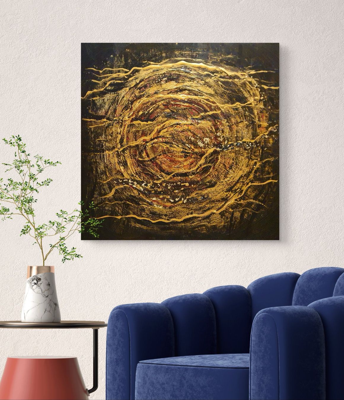 Dipinti: Acrylbild Abstrakt mit Gold, 80x80 cm – Nuovo e nell'imballaggio originale da Beinwil am See venduto da Superchance 2