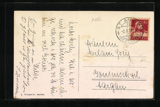 Cartoline postali: AK St. Aubin, Vu du lac, 1921 – Usato da Berlin venduto da bartko-reher 1