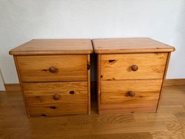 2-er Holz-Nachttisch-Set
