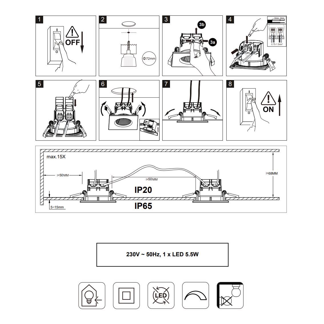Lampade: LED Einbauspot, Deckenleuchte, 3er SET – Nuovo (secondo la descrizione) da Kreuzlingen venduto da Smart-Light 3