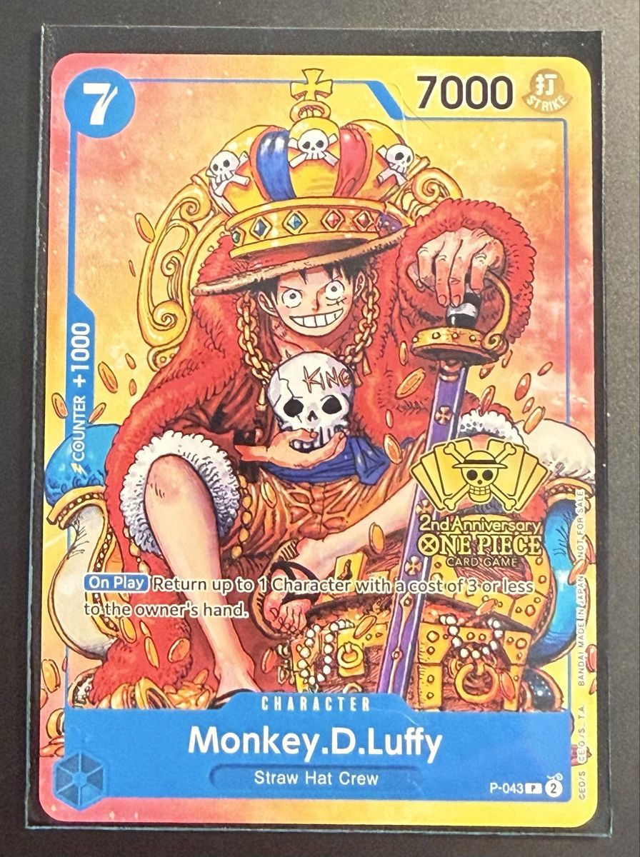 Bandai Carte collezionabili: Monkey.D.Luffy P-043 - 2nd anniversary edition – Nuovo (secondo la descrizione) da Châtillon JU venduto da Kev10 1