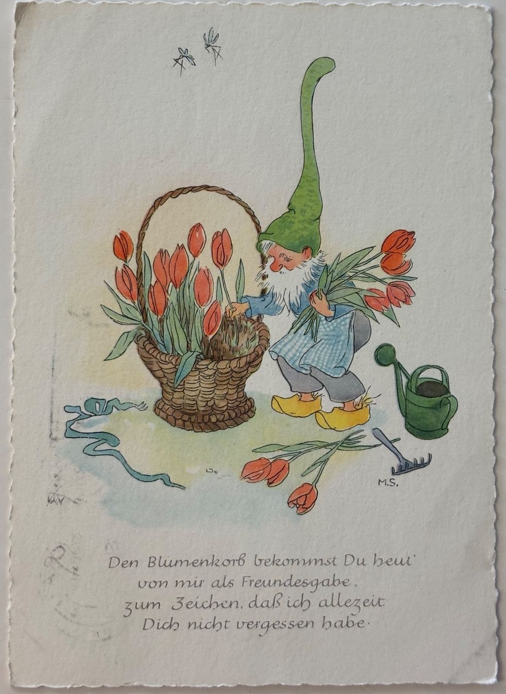 Cartes postales: Zwerg, Gärtner, Tulpen – D'occasion à Frauenfeld par Merk52