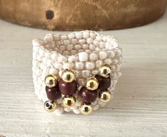 🟢 NEUF Bague perles tissage main / Handmade Ring / 58