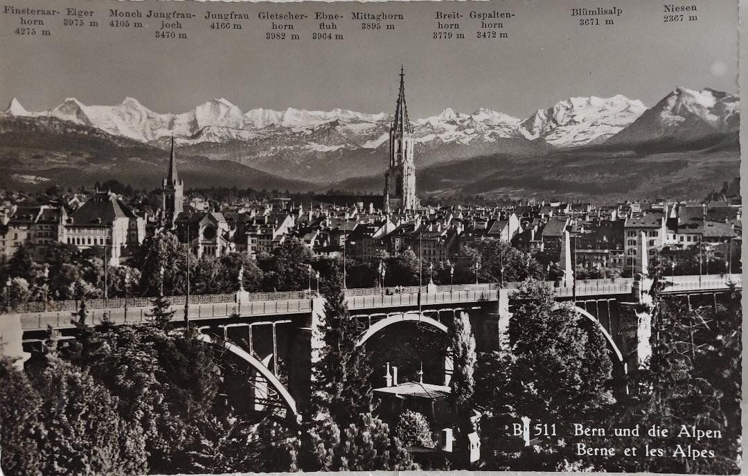 Cartoline postali: BERN  und die Alpen  -  1953 – Usato da Delémont venduto da Domdom1
