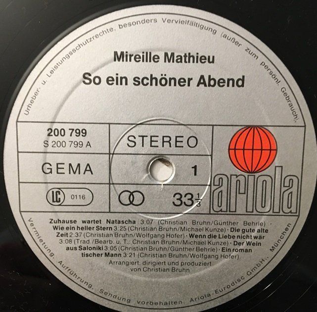Schallplatten: Mireille Mathieu – So ein schöner Abend (LP) – Gebraucht aus Grüningen von azulmarron 4