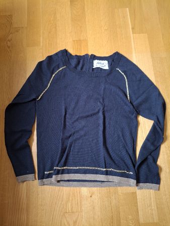 Pull col rond Suncoo bleu marine taille S/M zip dos