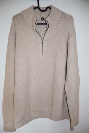 Uniqlo Half-Zip Knit Sweater, Size M, Beige/Cream