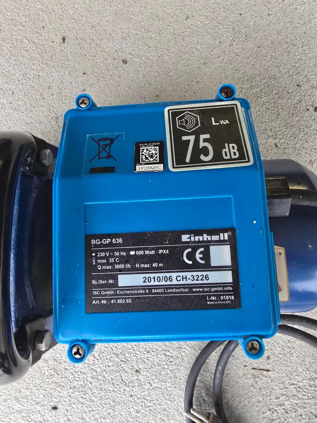 Pompes et pièces: Gartenpumpe Einhell BG-GP 636 600 Watt – D'occasion à Mosen par Quantum1 1