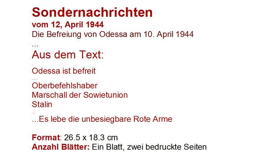 Documenti: Flyer WW2 aus dem Jahr 1944 – Usato da Flamatt venduto da samowarow 1