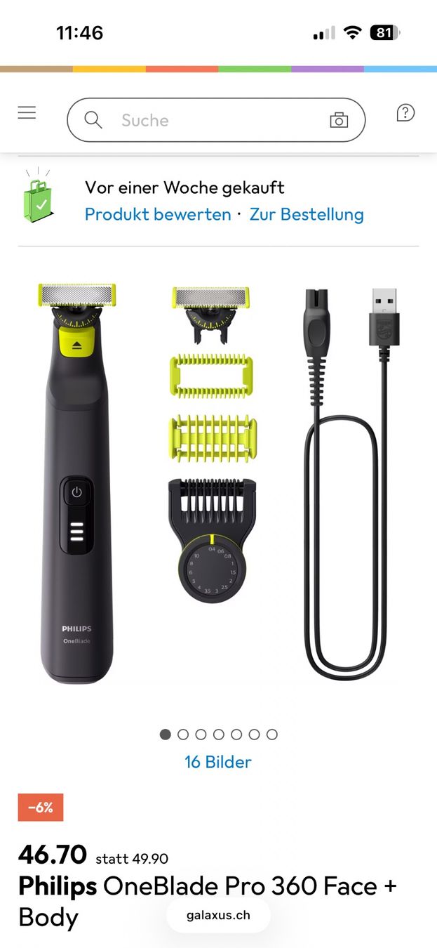 Philips Rasoi & Lamette da barba: Philips OneBlade Pro 360 (1x gebraucht) – Usato da Zürich venduto da pat_s8kx 1