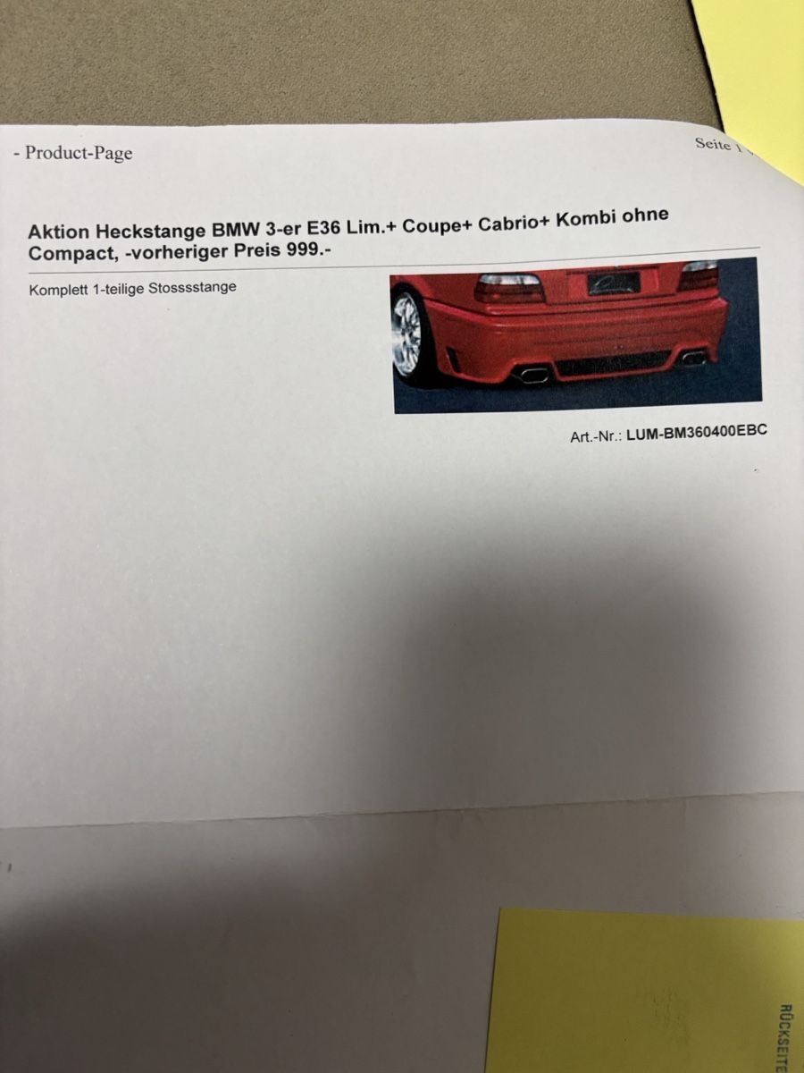 BMW Tutti pezzi di ricambio auto: BMW E36 Heckstange Tuning Limousine, Coupe, Cabrio – Usato da Grosswangen venduto da ASH1995