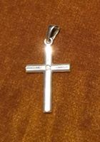Kreuz Anhänger 750er Gold mit kleinem Zirkonia, 3cm