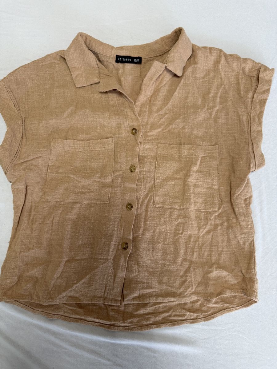 Tops: BEIGE KURZARM-BLUSE XS – Neu (gemäss Beschreibung) aus Winterthur von fij_f65r 3