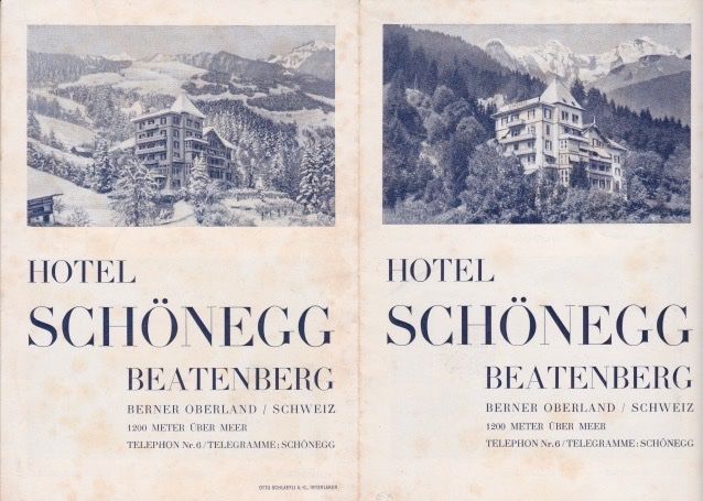 Dokumente: Alter Prospekt " Hotel Schönegg " Beatenberg. – Gebraucht aus Schlieren von petros38