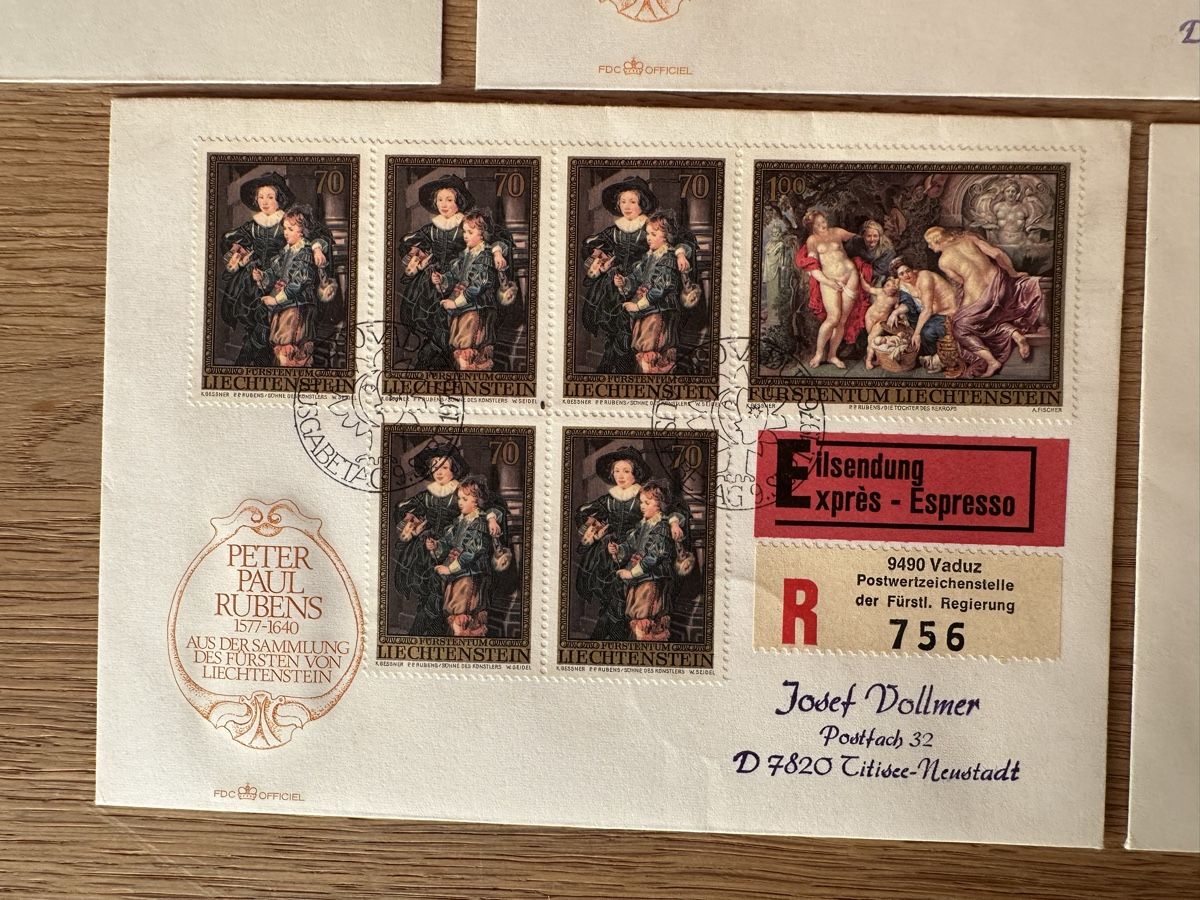 Alle Briefmarken: Liechtenstein - 5x RUBENS FDC 1976 – Gebraucht aus Schmitten / FR von Samsara169 4