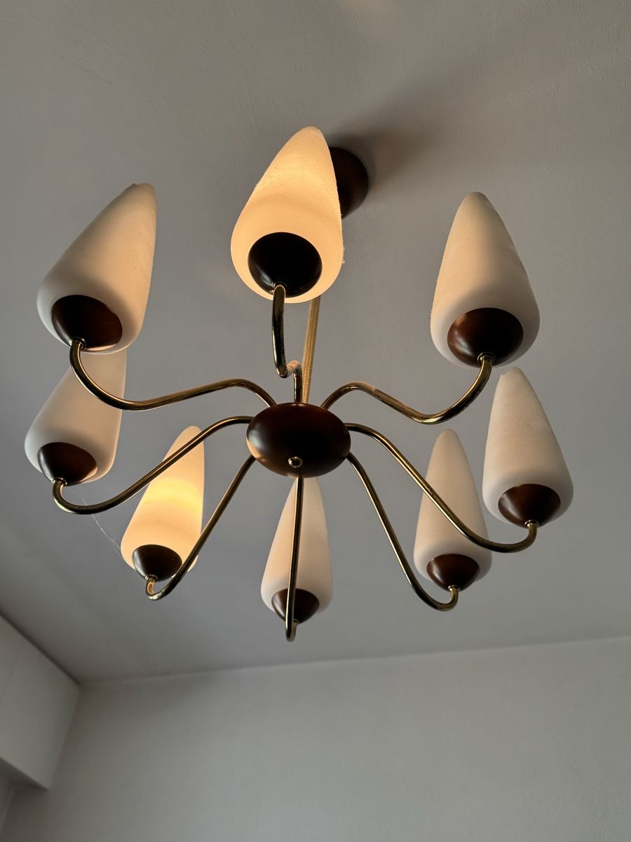 Lampadari & plafoniere: Deckenlampe 8-flammig, Messing/Holz – Usato da Le Sentier venduto da flo_dcg6 3