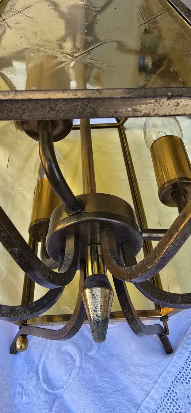 Lampadari & plafoniere: 2 Pendelleuchte, Laterne aus Messing und Glas – Usato da Basel venduto da Jcva 6
